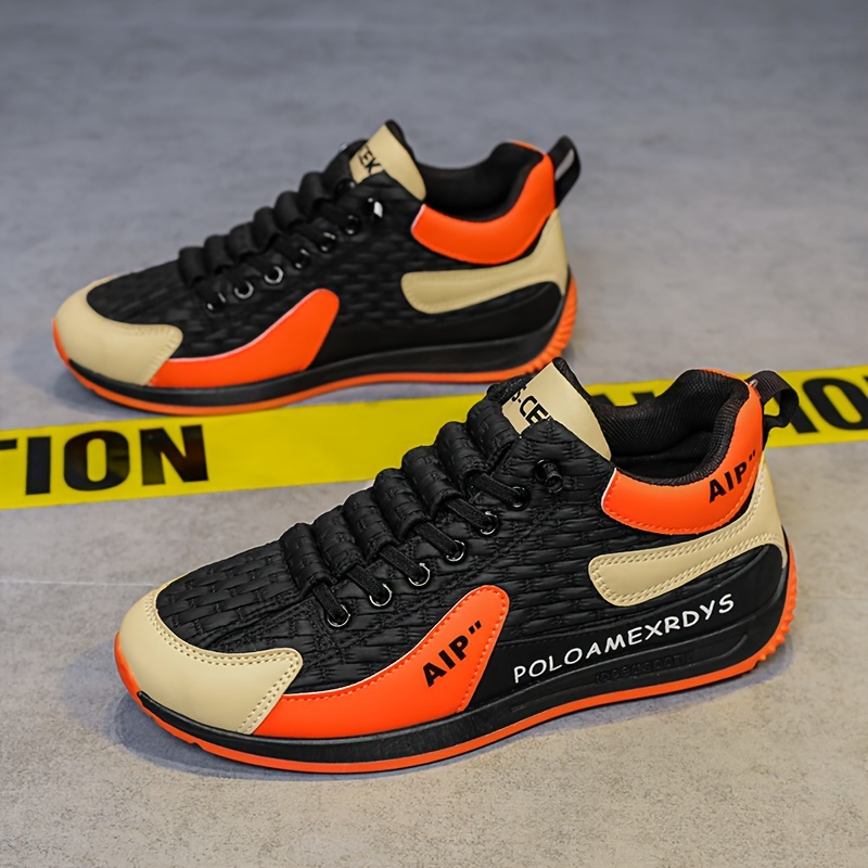 Baskets Casual Homme Style Rue Chaussures de sport casual pour hommes 2024 Nouvelle tendance de style de rue géométrique, hauteur mi-haute, bout rond, lacets, doublure en tissu, semelle en EVA, semelle en PVC, upper en PU, pour usage quotidien et en plein air