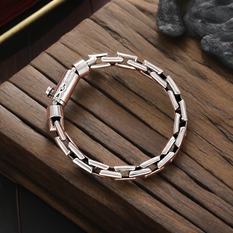 

S925 Sterling Silver Bracelet For Men, Funky Style, 25g, No Pendant, For Boyfriend Or Dad