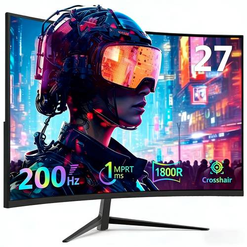 item picture 27 inch 1080p curved 200hz gaming monitor 1920 x 1080 resolution 1ms time 1800r compatible with ps5 with hdtv 2 0 and dp 1 4 ports