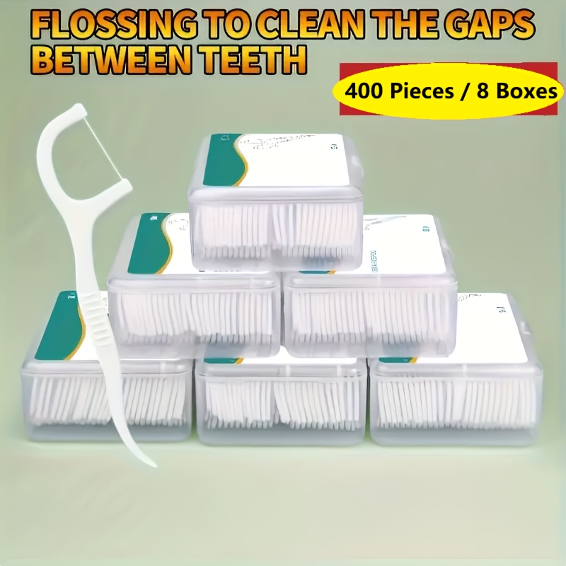 Image of 400 Units/8 Boxes Of Ultra-thin Dental Floss, Toothpicks, Interdental Brushes, Safe Oral Cleaning, Essential Interdental Cleaning Products For Travel, Best Gift For Your Teeth