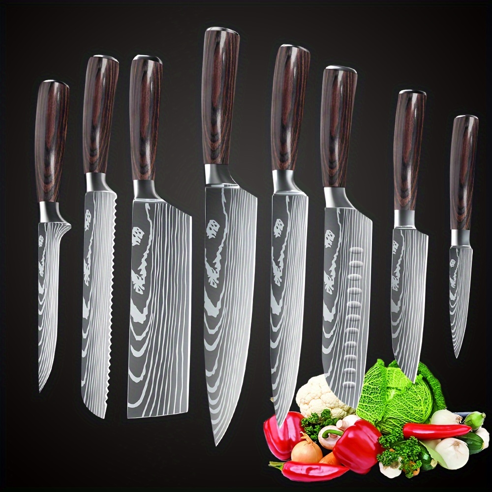

Kitchen Knife Set, Ultra Sharp Knife Set With Pakkawood Handle, High Carbon Stainless Steel Knives Set For Kitchen, 8 Piece Chef Knife Set Come With Gift Box