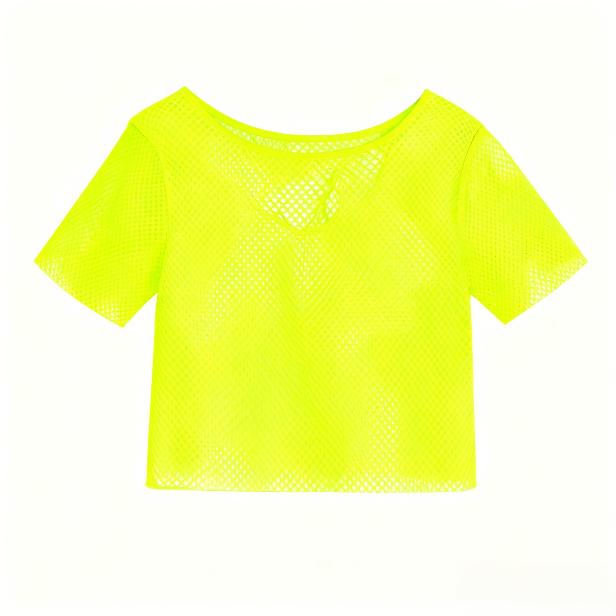 E-shop Damen 1980er Retro Mesh Crop Top - Kurzarm Atmungsaktive Stretch-Bluse, Europäische Spezialkollektion Party-Outfit für Strandmode, Clubwear &