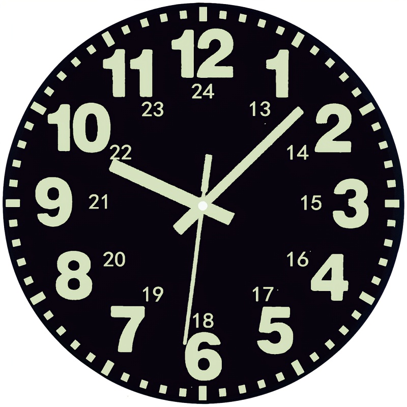 TEMU 1pc Luminous Wall Clock, 12 Inch Bedroom Luminous Vinyl Wall Clock, Silent Luminous Wall Clock, Room/kitchen Numbers And Hands, Black, Luminous