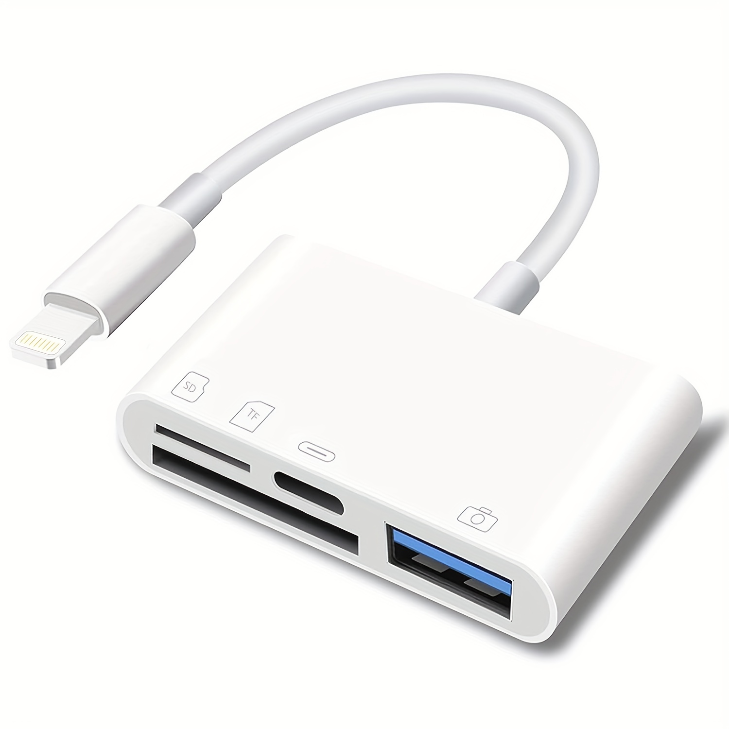 lecteur de carte sd vers lightning - adaptateur de carte     1 pour iphone avec otg usb  , compatible avec   sd/tf. portable et chargement rapide.