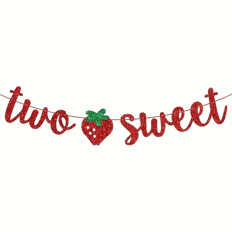 Image of 2 Birthday Banner - Red Glittery Party Decoration For 2nd Birthday Celebrations, Room Decor With Cake, Balloons &