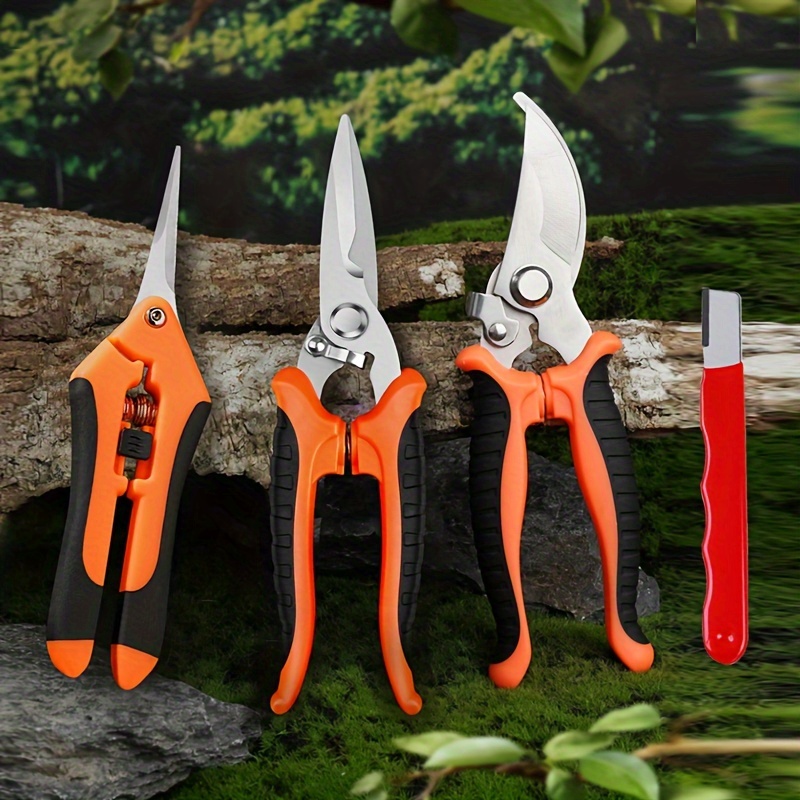 

Pruners 4- Pruning Pruners Set Steel Locking And Gloves For , , Bouquet And Vegetables, Plants