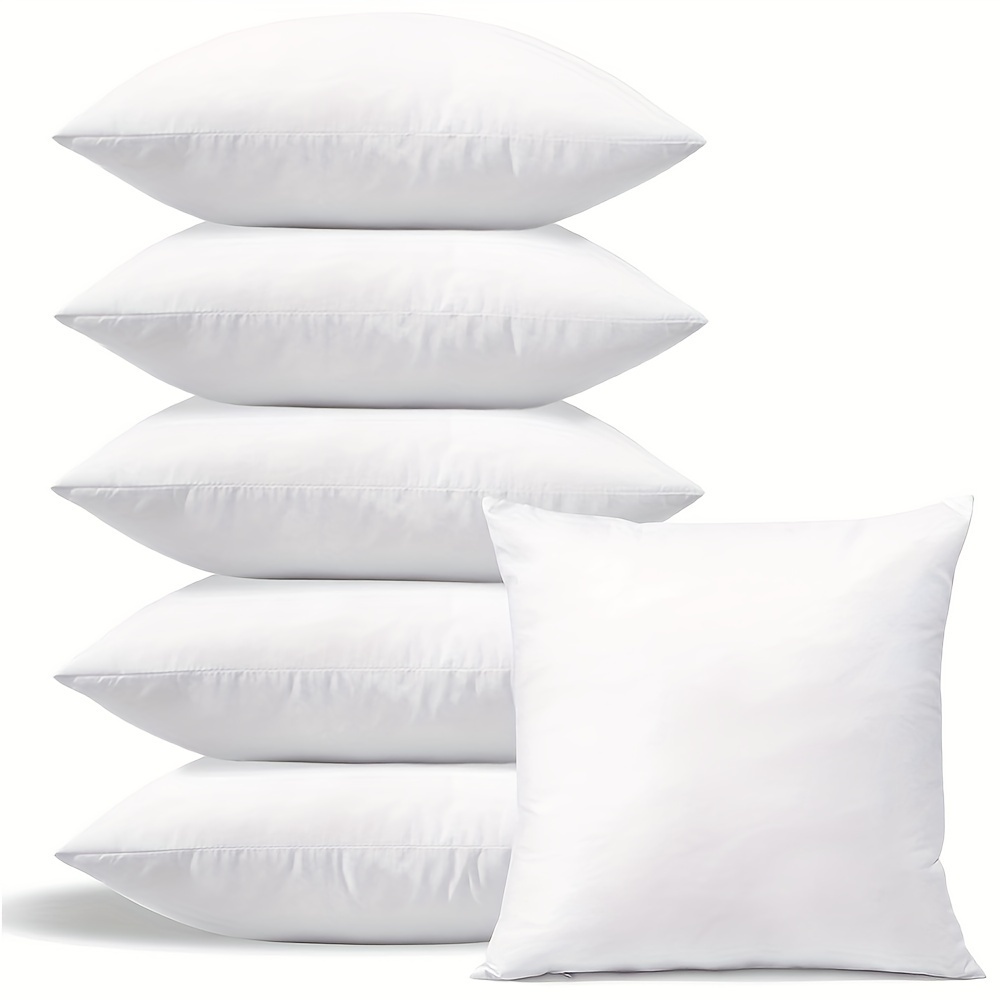 

6pcs White Premium Waterproof Pillow Cushions, Soft Durable Sofa Cushion, Fluffy Pillow Inserts, For Living Room Sofa Sofa Bed Home Decor