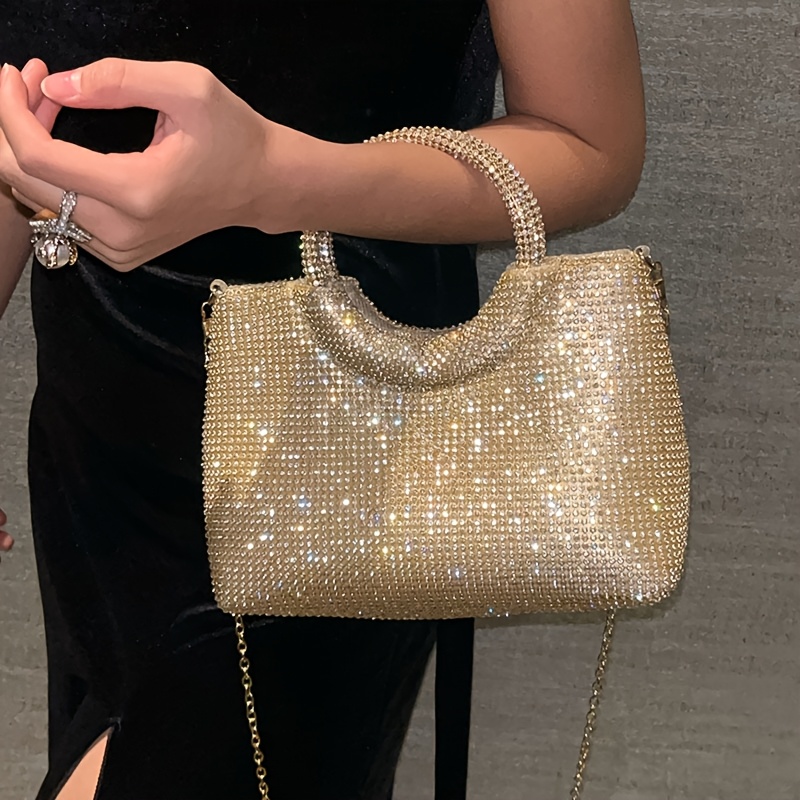 Full- Handbag, Bucket Bag, Rhinestone-studded Evening Dress Bag, Heavy- Dinner Clutch And Crossbody Bag