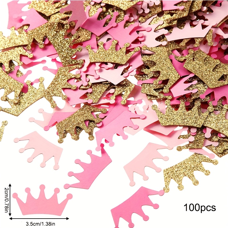 100pcs Glitter Crown Confetti - Pink & -shaped Table Decorations For Birthday Parties, Festive Celebrations, Birthday Party Decorations, Halloween Decorations, Christmas Decorations