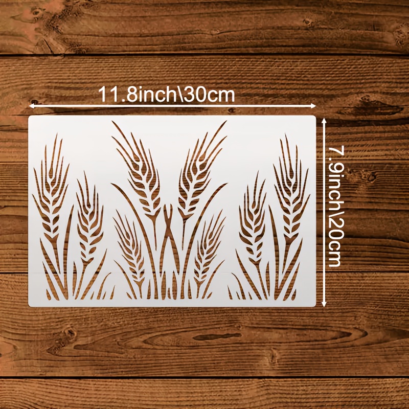 Image of 1pc Wheat Stencil, 11.8x7.9 Inches, Washable, Flexible, Reusable Polyester Film Painting Template For Home Decoration, Windows, Walls, Glass, Fabric, Wood, Art Supplies, Crafts