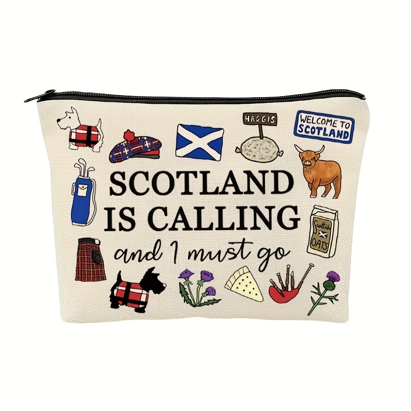 

Scotland Makeup Bag, Scotland Is Calling And I Must Go Zipper Bag, Gift For Scottish