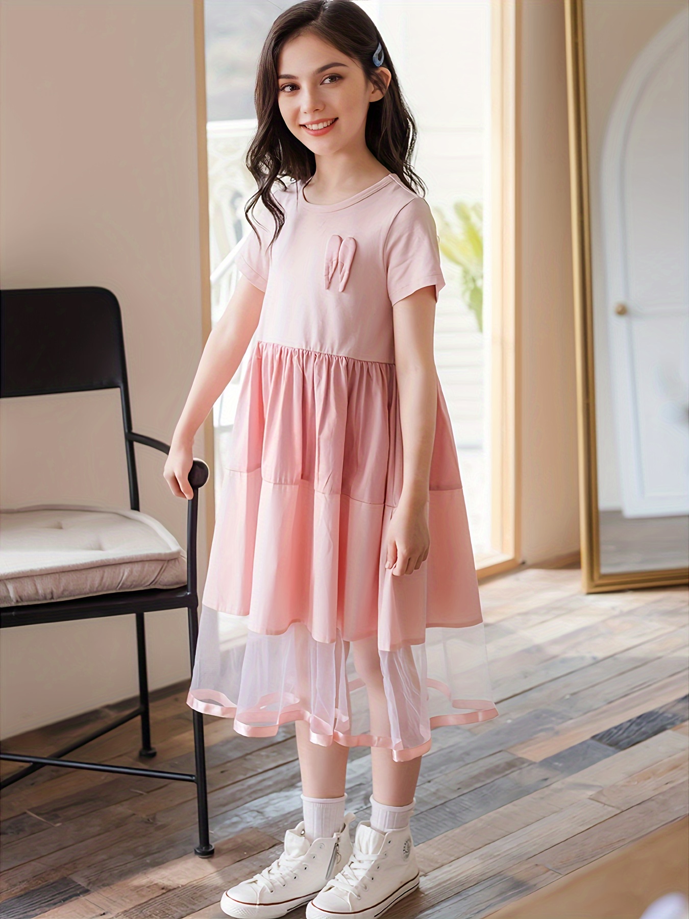 girls summer korean style cotton princess dress puffy skirt