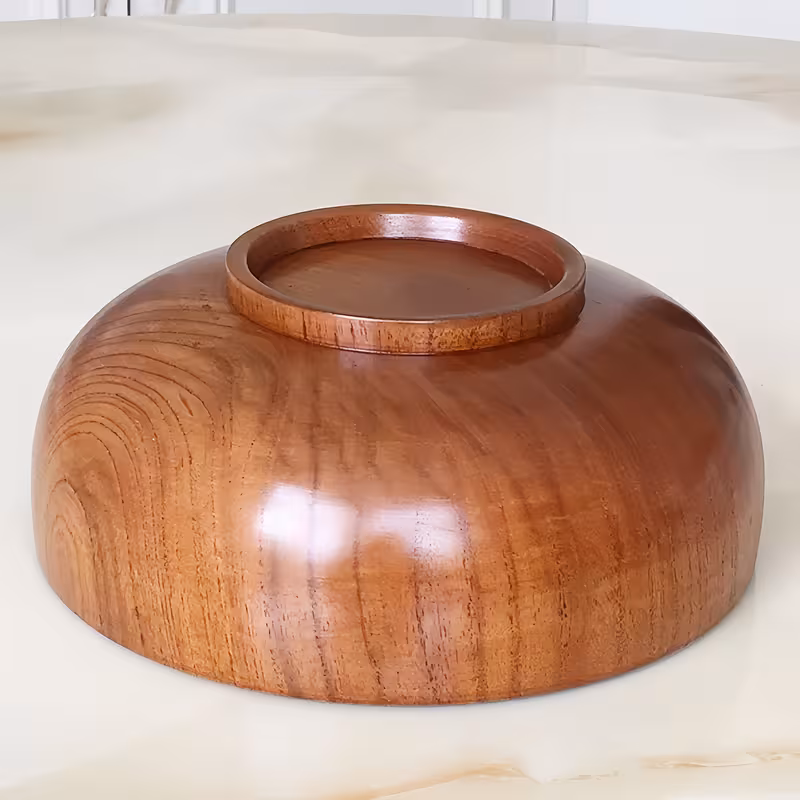 handcrafted solid wood round bowls large salad bowls noodle bowls soup bowls dessert and fruit salad bowls vintage wood bowls for home kitchens and hotel restaurants Product details 9