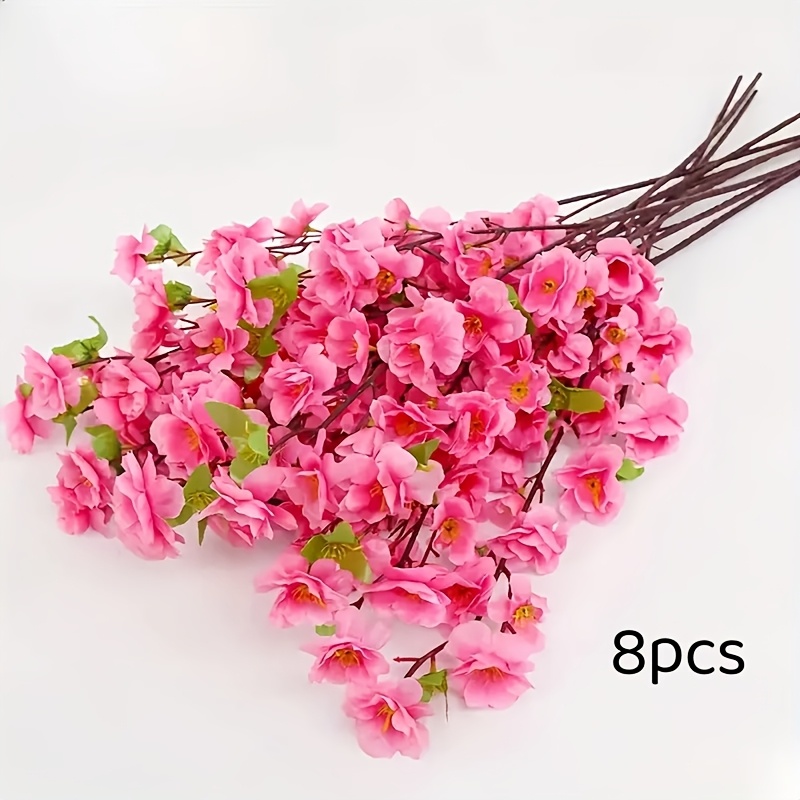 Image of 8pcs, Artificial Flowers, Fashionable Realistic Simulation Peach Decoration, Home Decor, Room Decor, Wedding Decor, Party Decor, Floral Supplies, Indoor Outdoor Decor