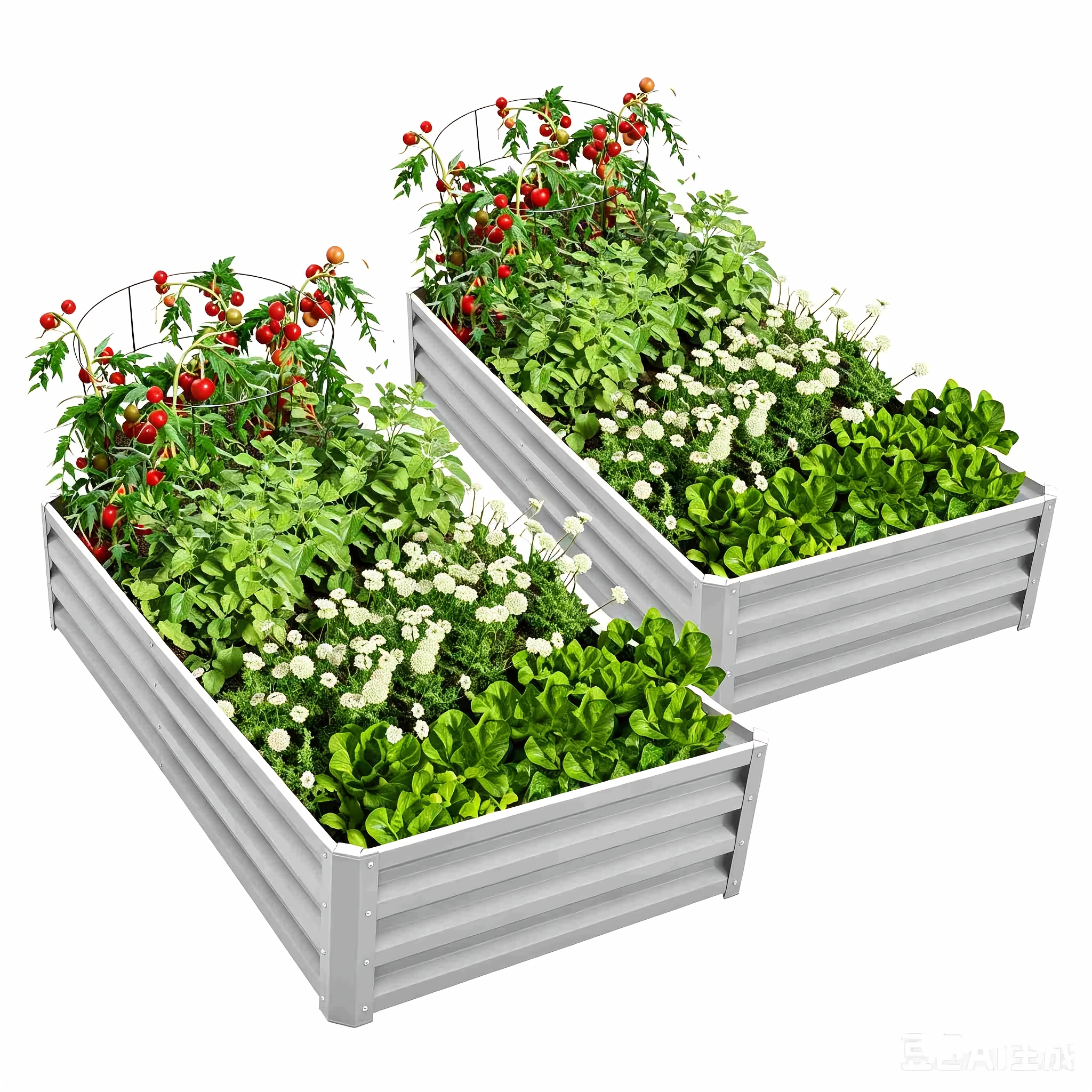 2pcs Silvery Metal Planting Box, Rectangular Outdoor Gardening Garden Planting Box, Garden Bed