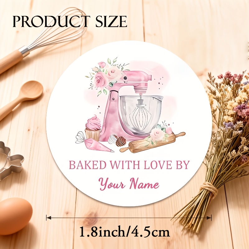 E-shop Aufkleber – Personalisierte Aufkleber für Sie/Kundenwunsch Aufkleber/Persönliche Aufkleber/Bäckerei-Themen Mixer Muster-Pink Serie/Wasserfarben