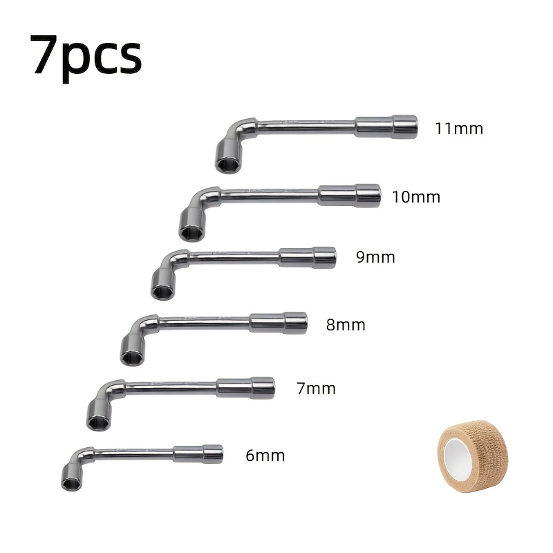 TEMU L-shaped Socket Wrench Set – Includes -angle Hex Nut Wrench, Socket Wrench, Combination Wrench, Adjustable Wrench, Double-ended Wrench, Hex Key,