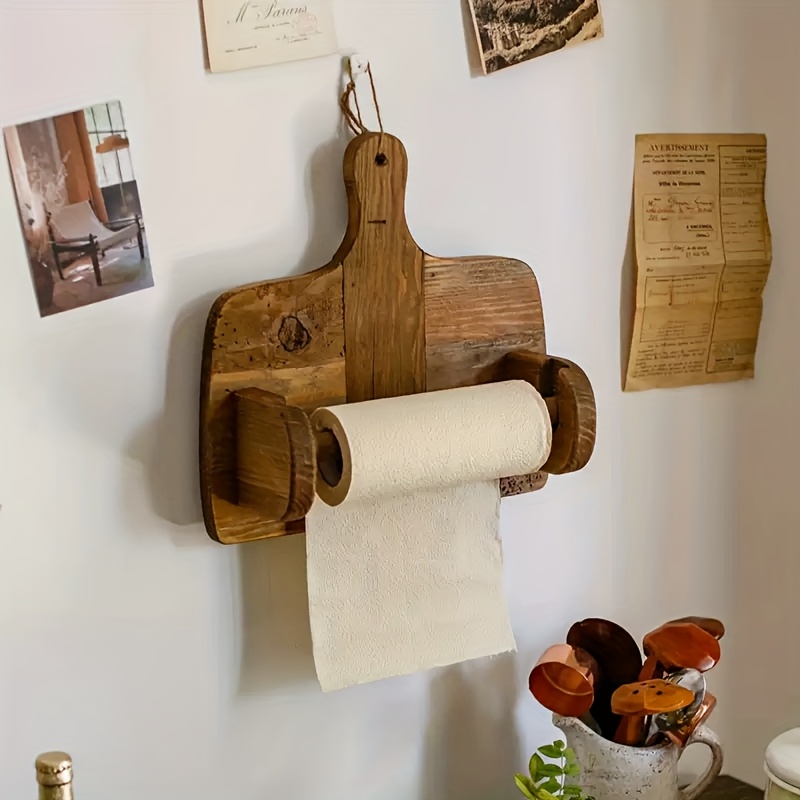 creative decorative toilet paper holder kitchen paper towel rack dining table cutting board organizer and dishcloth hanger Product details 2