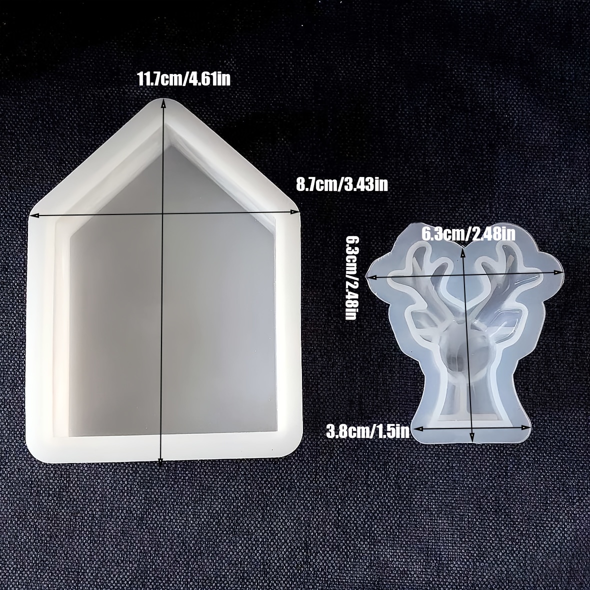 Image of 2pcs Silicone Set - House Shape Silicone Mold 3d Antler Silicone Mold Family Crafts Mold Suitable For Resin, Concrete, Plaster, Candle Handmade Tools