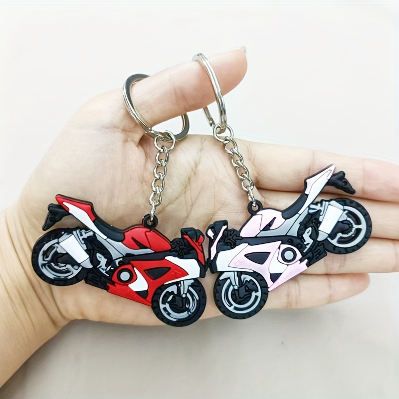 

1pc Porte-clés Mignon de Moto Cartoon, Anneau de Clé à avec Colle Souple, Charme de Sac à Dos