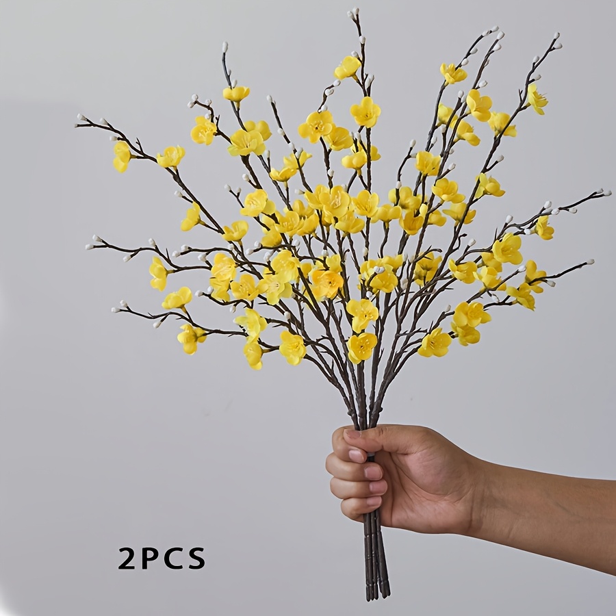 Image of 2pcs 54cm Artificial Plum Branches, Great For Valentine's Day, Wedding Hall Decoration, New Year Decoration, Vase Filler (vase Not Included)