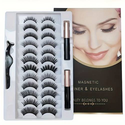 12 pairs of magnetic false eyelashes set natural and realistic magnetic lashes free and reusable