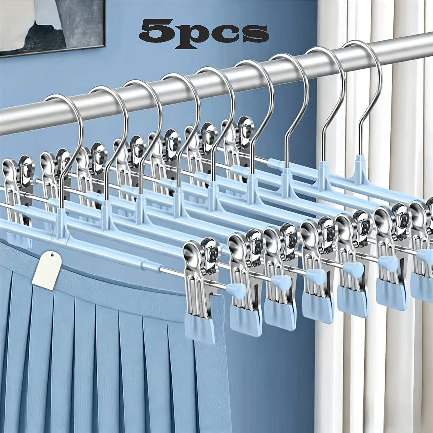 TEMU Lot de 5 pinces porte-pantalons enduites de plastique, cintres de rangement marques pour le ménage, pour magasins de vêtements, pinces à