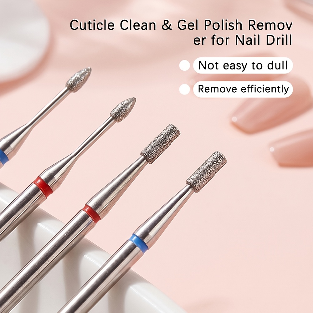 Nail Drill Bits Oval & Cylinder Cuticle Clean Bits, Fine Grit