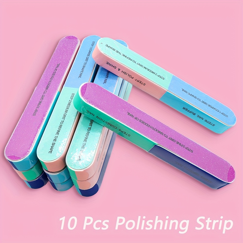 Image of Set Of 10pcs Of 14cm (5.51 Inches) -sided Nail Buffers And Files, Ideal For Professional Manicure Use, Polishing Blocks, And Nail Shining Additions Suitable For Personal And Salon Use