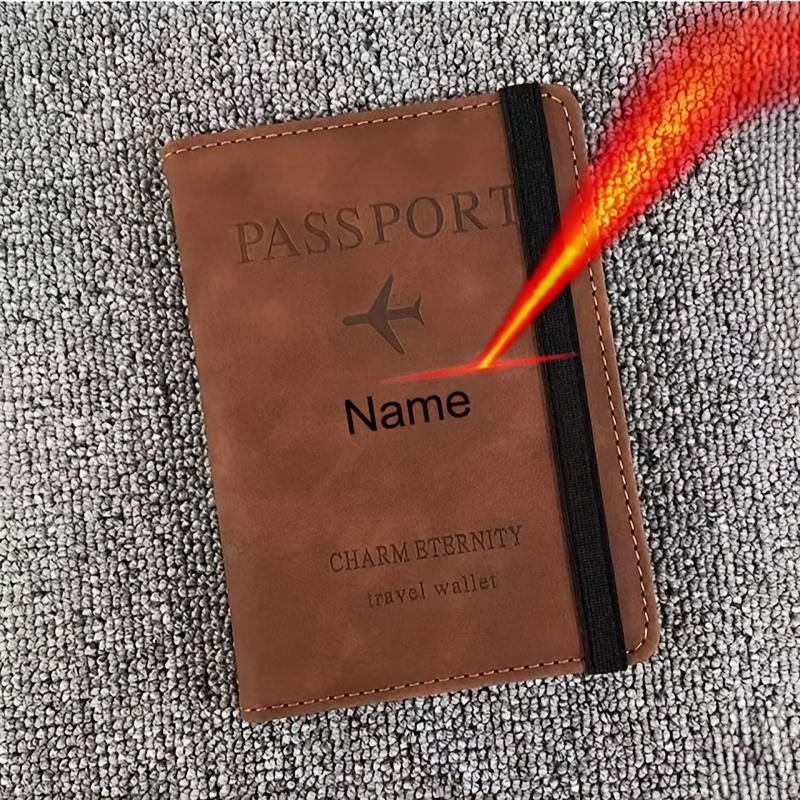 TEMU Engraved Personalized Multi-functional Travel Passport Holder With Custom Name - A Unique Gift For Anyone, Ideal For Id Cards, Business Tickets,