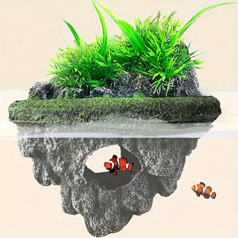 

Aquatic Floating - Resin Fish Ornament With Shelter Cave, High-quality Aquarium Decor