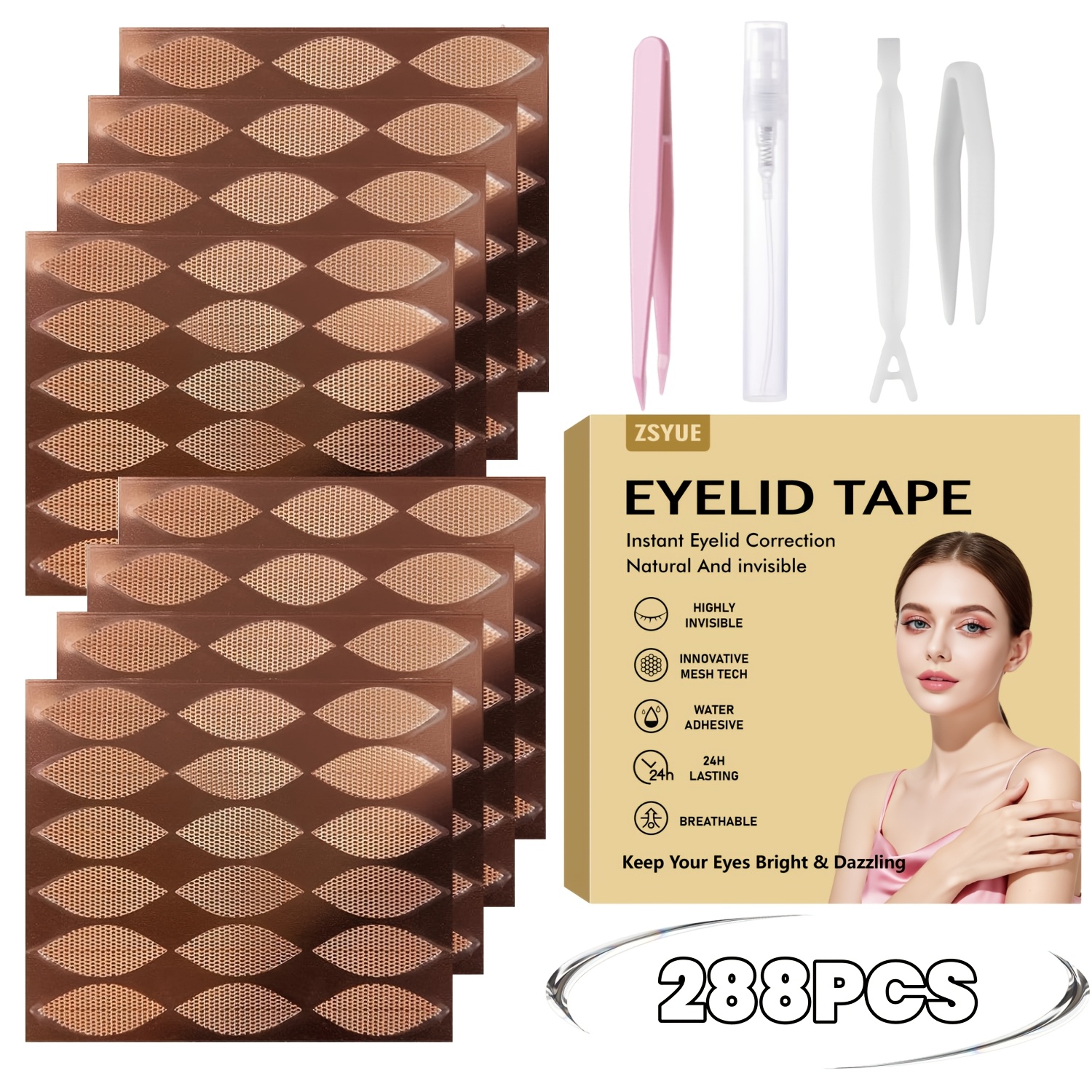 Image of 108/288count Eyelid Tape, Eyelid Lifter Strips, Glue-free Eyelid Tape For Hooded Eyes Invisible, Instant Eyelid Lift For Heavy Saggy, Uneven, Hooded, Mono-eyelids