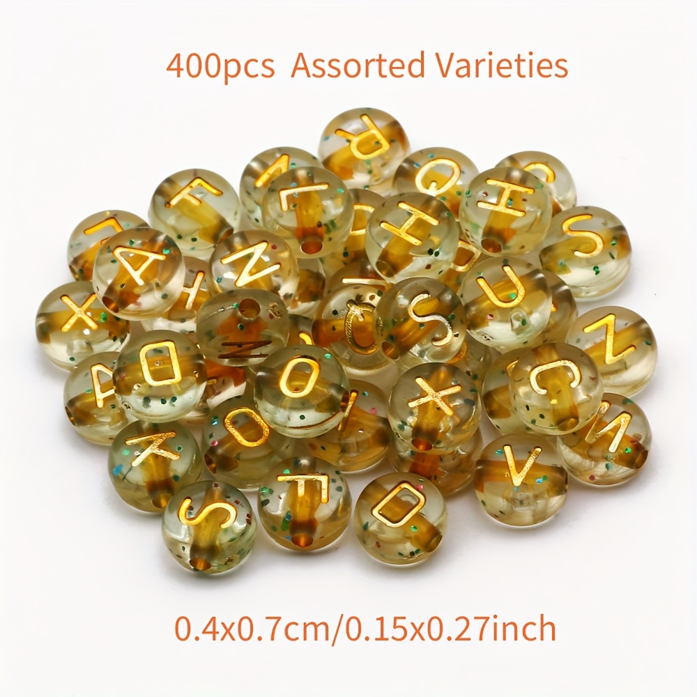 Image of 4x7mm 400pcs Random Golden Dot Letter Beads For Making, Bracelets, Necklaces, Crafts - Large Hole Spacer Bead Accessories Material Craft Supplies