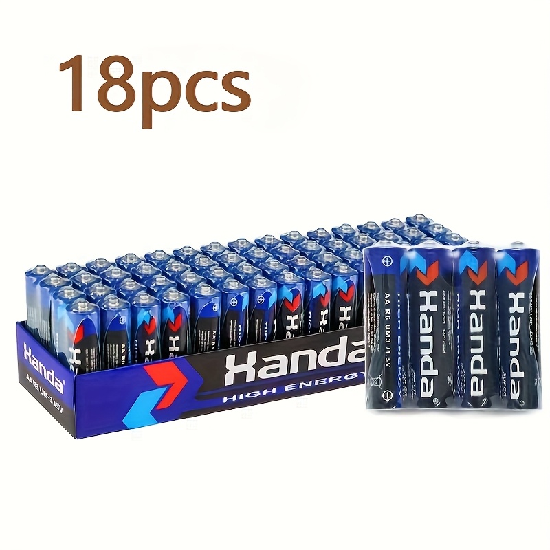 18 vnt. AA/AAA baterijos, 1,5 V anglies baterijos, saugios ir patvarios, tinkamos pulteliams, žadintuvams, žaislams ir kt., būtinas namų ūkio daiktas, idealus mažų prietaisų maitinimo šaltinis, kompaktiškas dydis, ilgas veikimo laikas, pagamintos iš aukštos kokybės baterijų elementų, tinkamos biuro