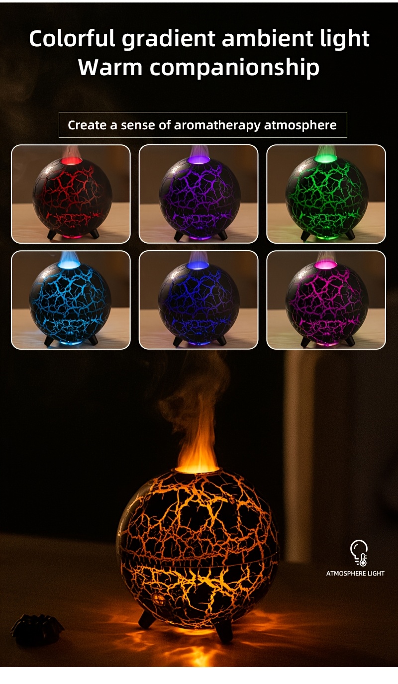 Humidificateur et Difuseur de Parfum Globe Craquelé - Créateur de Brume Compact pour Huiles Essentielles, Décor de Bureau/Chambre