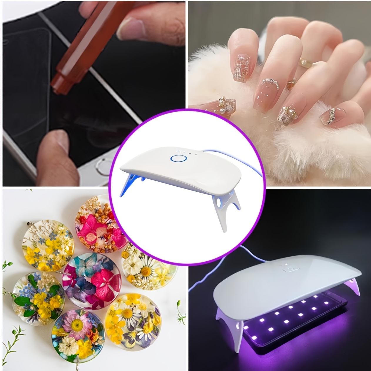 TEMU Lampe à ongles, alimentée par USB, pile, pliable, 3 de minuterie (60S/90S/150S), pliable et facile à , séchage rapide en 60S. Parfait pour le