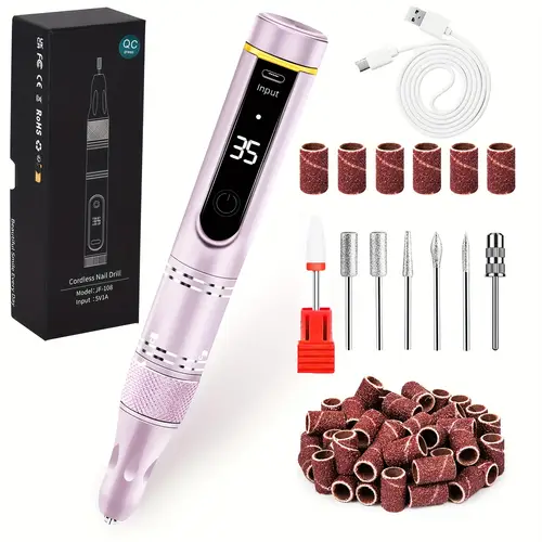 cordless nail drill set nail drill professional 35000rpm e filer for nails electric nail drill wireless nail file drill rechargeable nail file nail drill machine manicure nail dremel kit