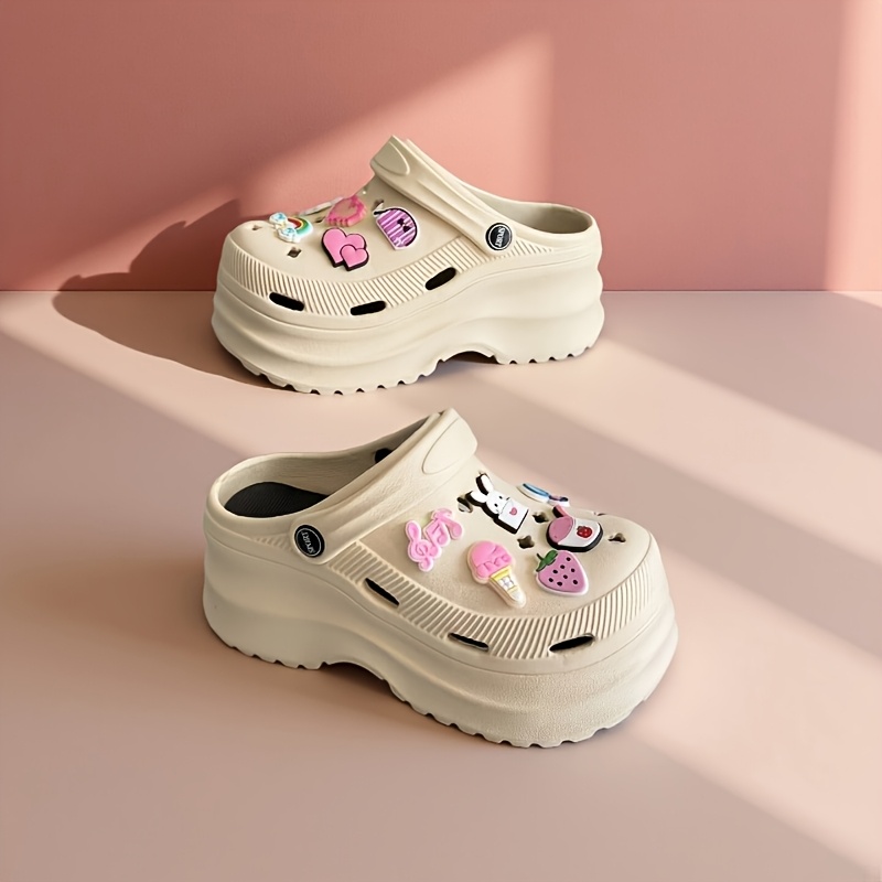 TEMU Recommended: Women's Summer Fashion Casual Shoes, Platform Clogs, Lightweight, A Must-have For Going Out, With A Perforated Design That