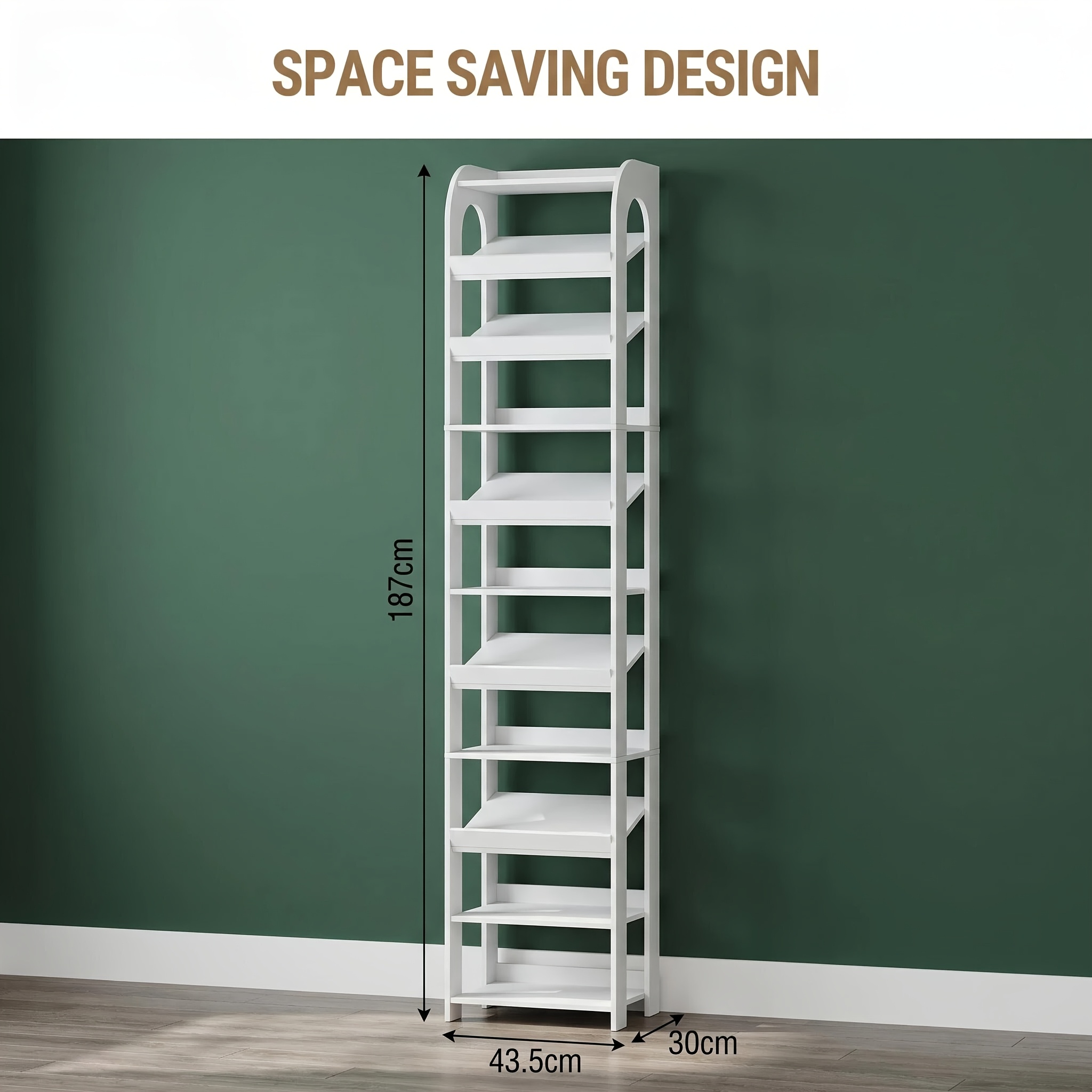 White 11-tier Freestanding Shoe Rack With Adjustable Shelves And Practical Hooks, Perfect For Small Apartment And Wardrobes.