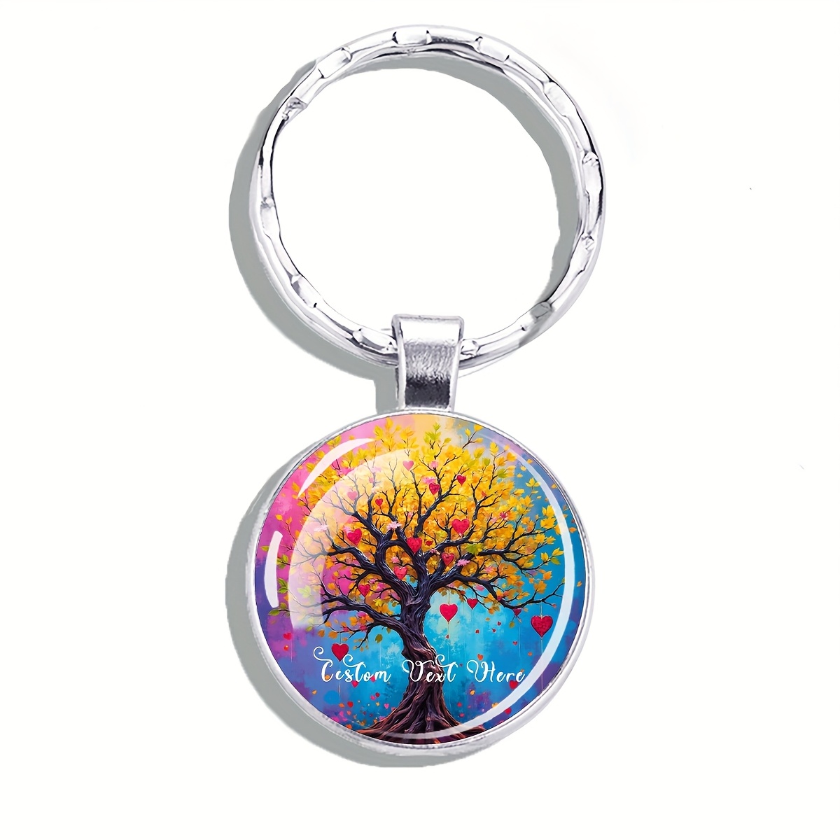 Custom Text Life Tree Keychain Personalized