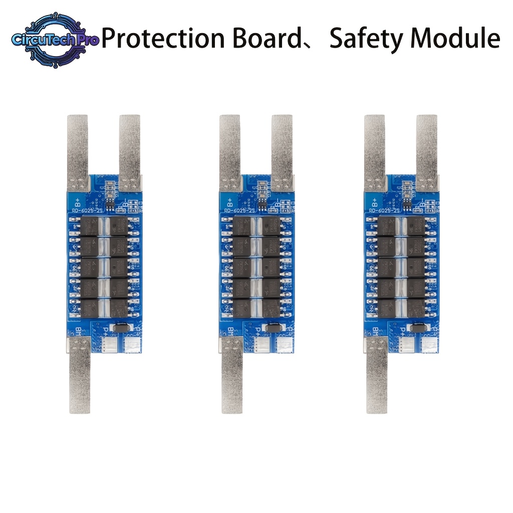TEMU 3pcs Set 2s 7.4v Lithium Battery Protection Board 25a-50a Protection Pcb/pcm With Straps, Protection Module 10mos 18650 Li-ion Overcharge