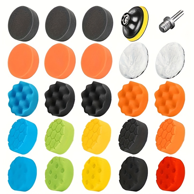 

25pcs Drill Buffing Pad Set For Cars - Foam Polishing Kit For Sanding, Waxing & Detailing