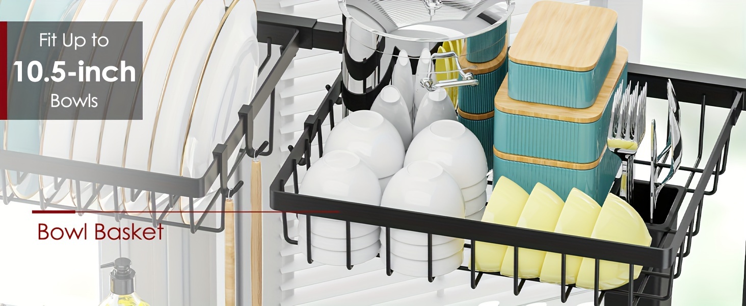 Adjustable Dish Drying Rack - Over-the-Sink Stainless Steel Drainer (26.8