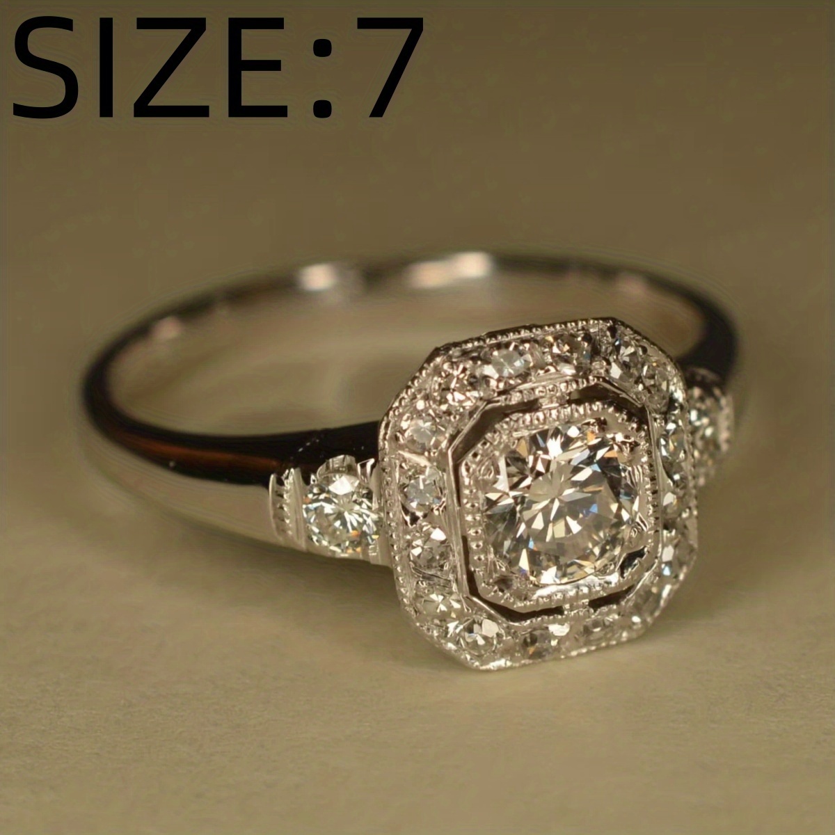 TEMU 1pc-european And -classic Fashion Octagonal-copper Inlaid Zirconia-unisex Ring-suitable For Wedding Wear, Daily Wear, Christmas, Halloween Wear,