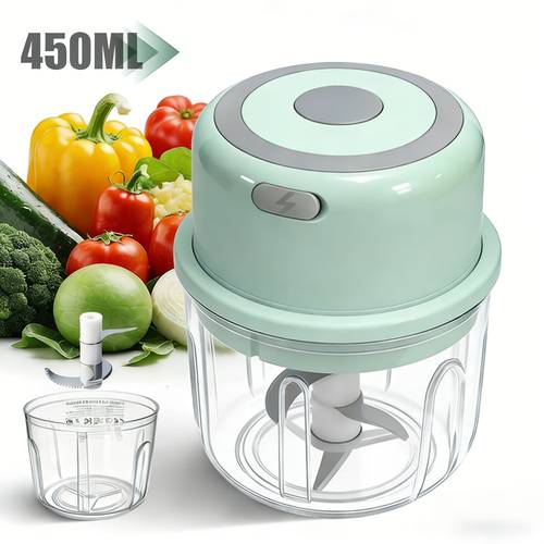 elektryczny rozdrabniacz do czosnku 450ml | bezprzewodowy, mini rozdrabniacz do żywności 1200rpm, ładowany przez usb, przenośny gadżet kuchenny oszczędzający czas do czosnku, chili, imbiru i orzechów