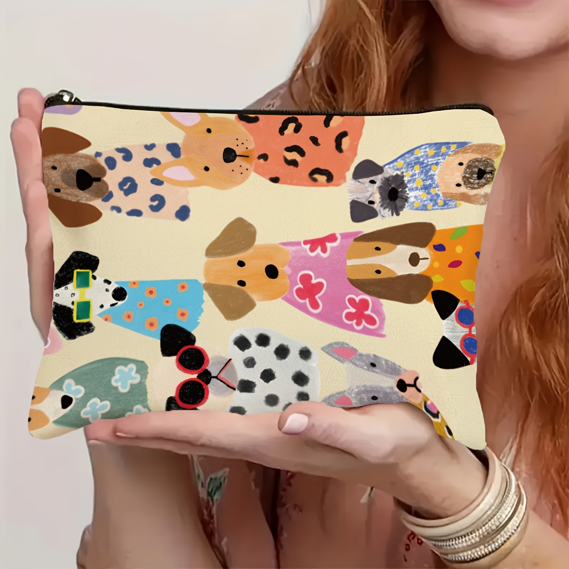 TEMU Borsa Cosmetica con Stampa di Cane dei Animati - Regalo per Donne dei Cani, Sorelle, Ragazze e Nipoti - Organizzatore di Trucchi e Essenziali da