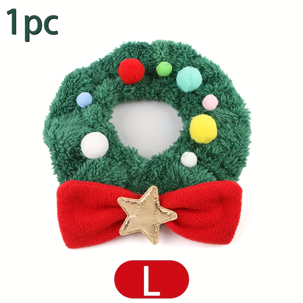 TEMU 1pc Cat Collar Christmas Scarf Bow Tie Cute Photo Accessories Suitable For Teddy Bichon Pomeranian All Cat Scarf Pet Head Cover Cat Decorative Accessories Random Colors