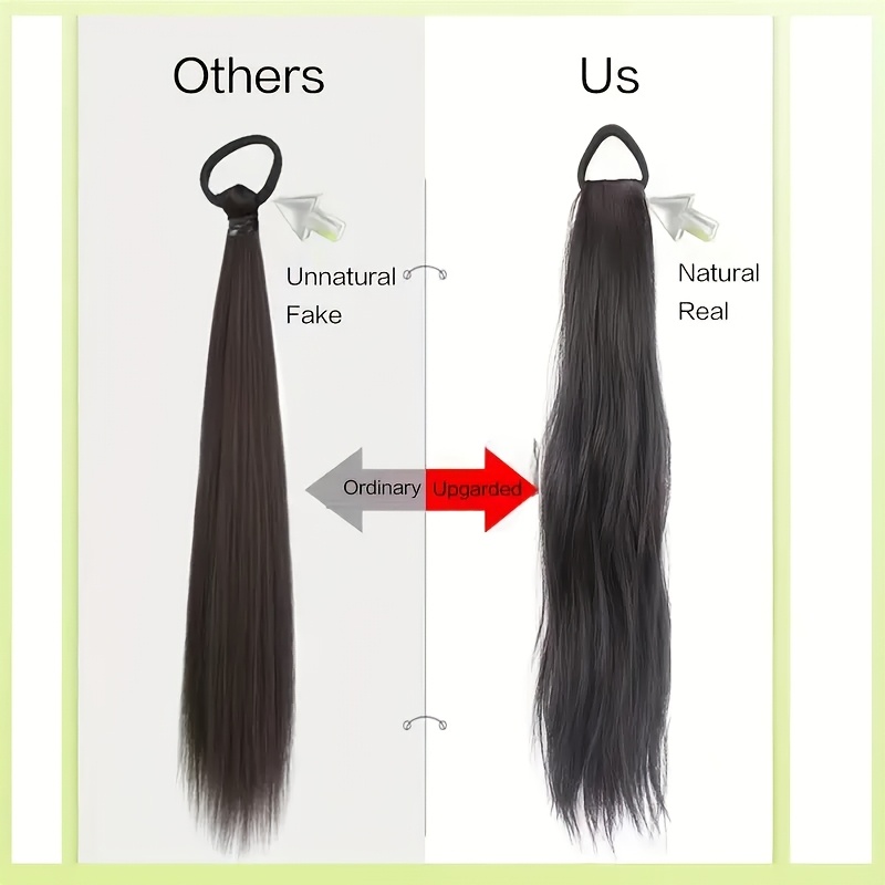 2pcs elegant water wave ponytail extensions for women 20 inch high temperature fiber natural   elastic band versatile styling options suitable for all ages ponytail hair extensions details 2