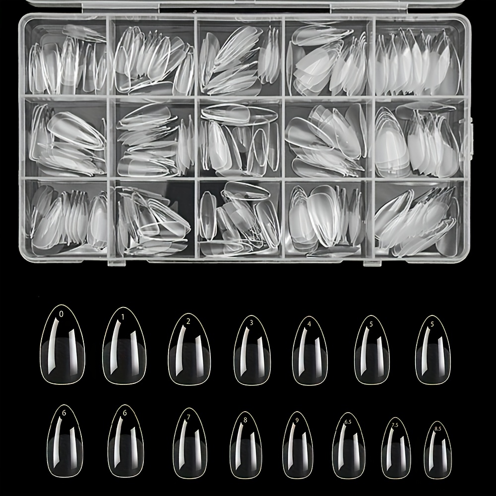 E-shop 240 Stück Kurze Mandel Nagelspitzen Klares Nagelspitzen Vorgeformte Acryl Falsche Nägel Halb Matte Vollständige Abdeckung Klares Gelly