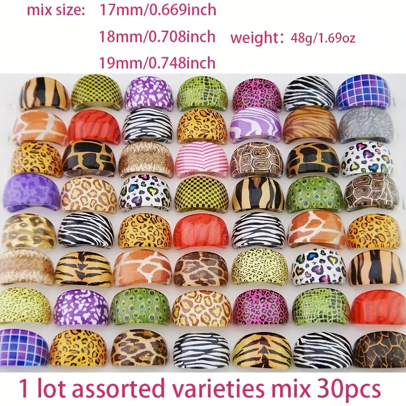 Boho Resin Rings - Leopard, Zebra - Vacation, Party